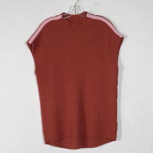 Anthropologie Maeve Mock Neck Knit Sweater Vest Top Size XS Orange Sleeveless